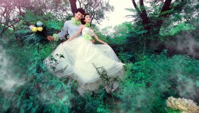 清新不缺乏性感的香肩服饰-厦门拍婚纱照