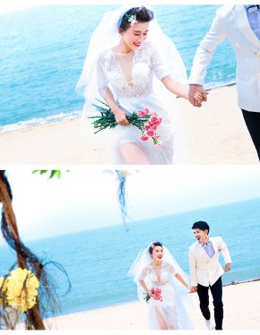 唯美创意的海边婚纱照厦门哪家婚纱摄影拍的好