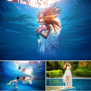 水下婚纱摄影 2017年短发新娘适合的婚礼造型