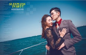 厦门的室内婚纱摄影通过各种道具精心的布置